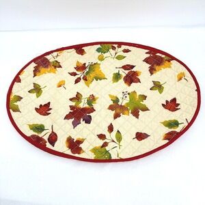Celebrate Fall Together Placemat Quilted Leaf Reversible Autumn Decor Set of 4*